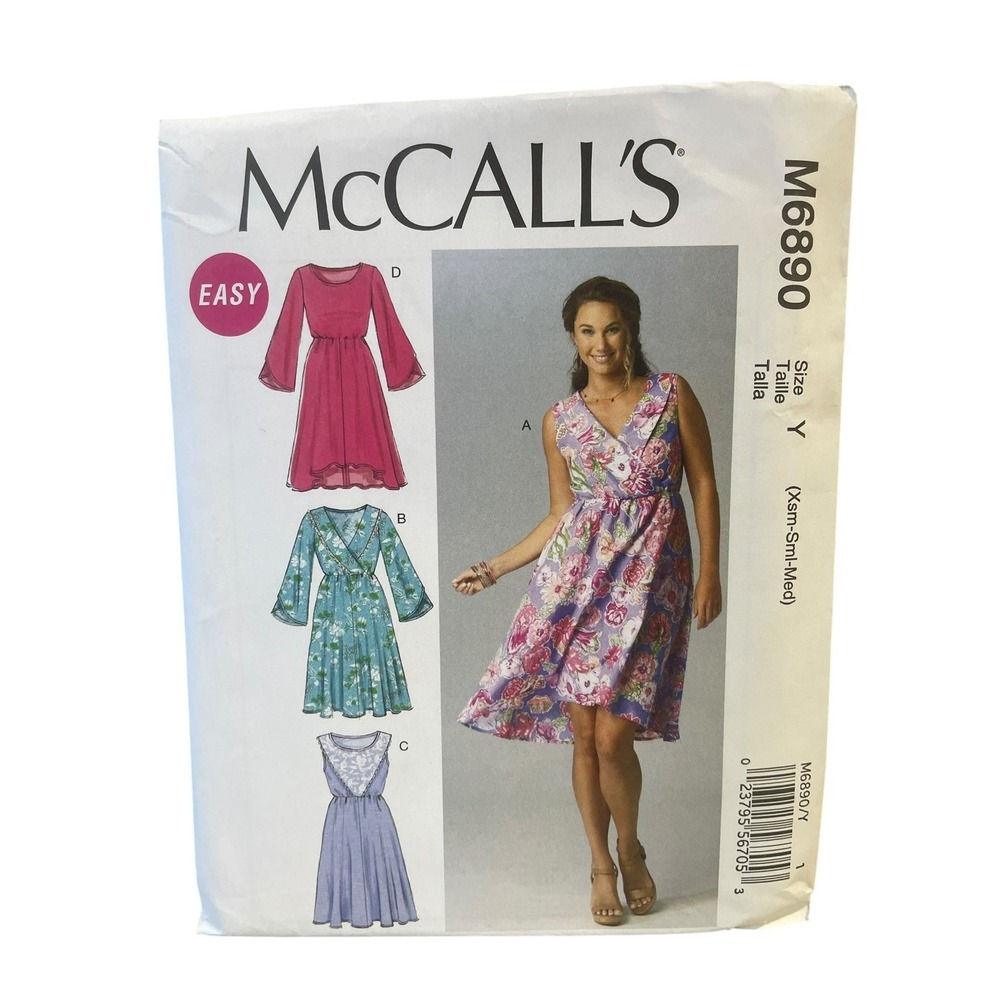 McCALL'S M6890 Misses' Dresses Size Y XS-S-M Easy Sewing Pattern UNCUT